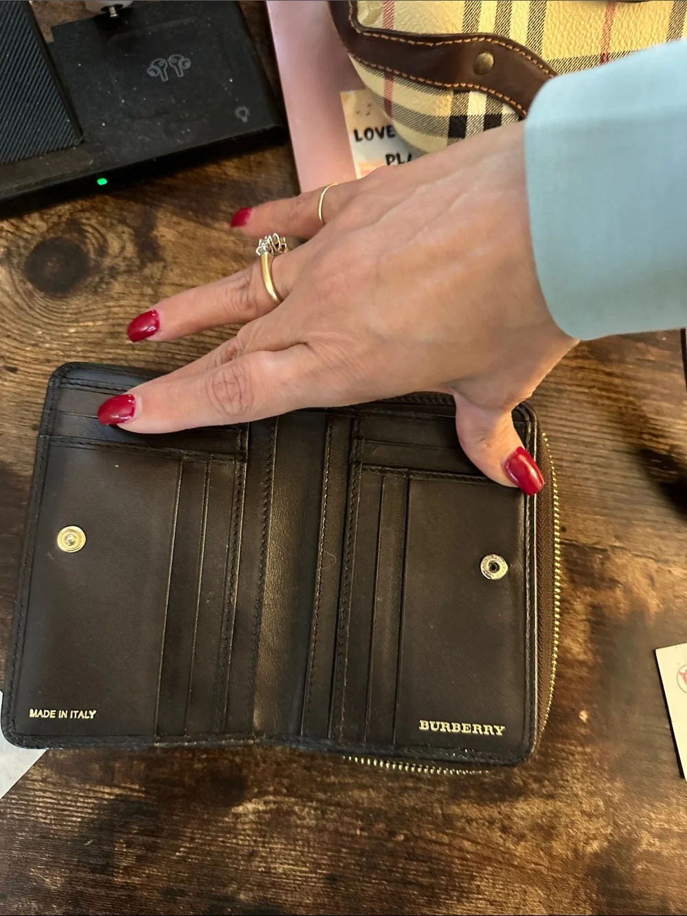 Burberry Classic Plaid Zip Wallet - Beige/Brown